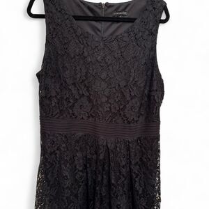 Lane Bryant Women's Classic Black Lace Overlay A-Line Dress - EUC